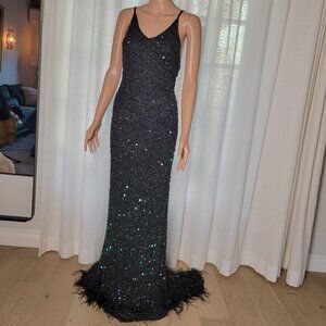 Haute Hippie Black Silk Sequin gown size 6